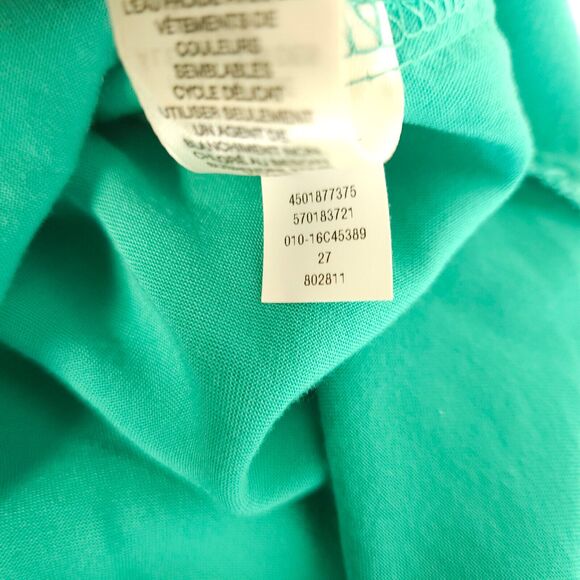 Chico's Sz 2 Womens 12 Green V-Neck Slit Sleeve Viscose Blouse Shirt - Picture 9 of 9